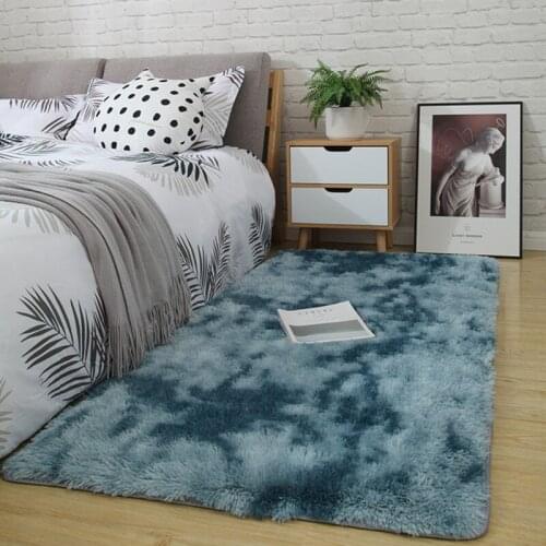 Ins Nordic gray living room coffee table carpet bedroom bedside floor mat tie-dye plush gradient rug children crawling alfombra
