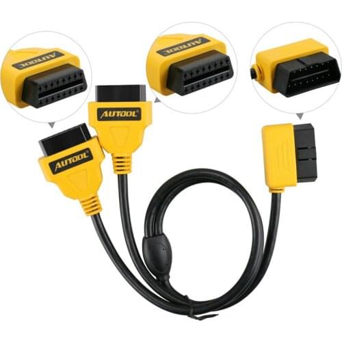 AUTOOL 50cm OBDII 16pin Male to Female Splitter Extension Cable 50cm Universal 1 to 2 16pin OBD2 Cable Connector