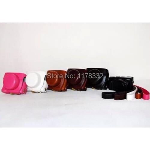Leather Case Camera Bag Cover For Panasonic Lumix LX100 With Strap 5 Colors Black Coffee Brown White Pink