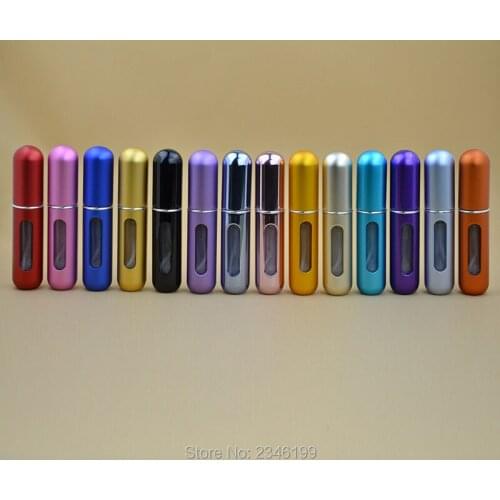 5ML 50Pcs/lot Mini Fashion Aluminum Perfume Bottle With Inner Empty Press Glass Bottle