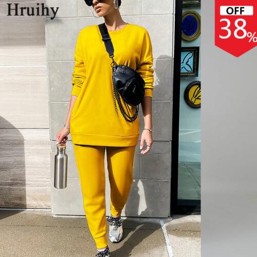 Fashion 2 Piece Set Women Casual Loose Solid Color Home Style Elastic Waist Two Piece Outfits Fitness Tracksuit Two Piece