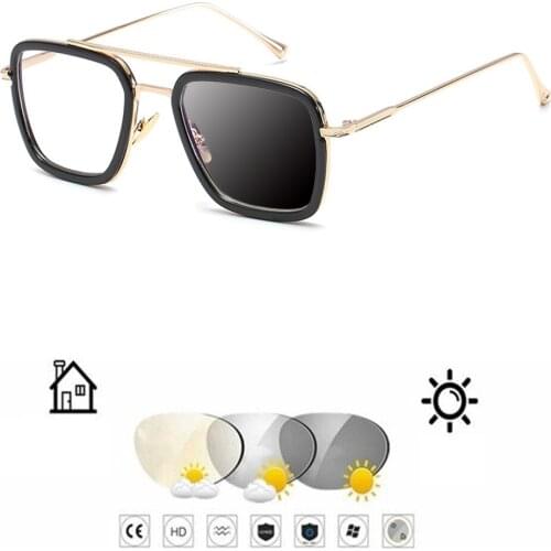 Alloy Double Bridge Rectangle Men Photochromic grey Reading Glasses +0.75 +1 +1.25 +1.5 +1.75 +2 +2.25 +2.5 +2.75 To +4