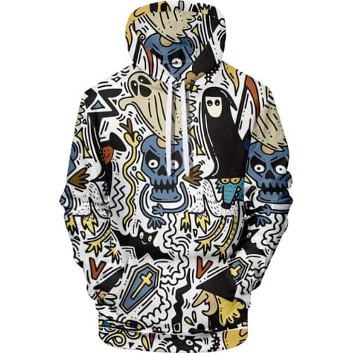MenS Halloween Spoof Creativedigital Printing Pullover 3D Drawstring Hooded