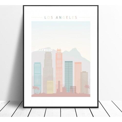 Los Angeles Skyline Canvas Print Wall Art Poster Picture Modern Minimalist Bedroom Living Room Decoration No Frame