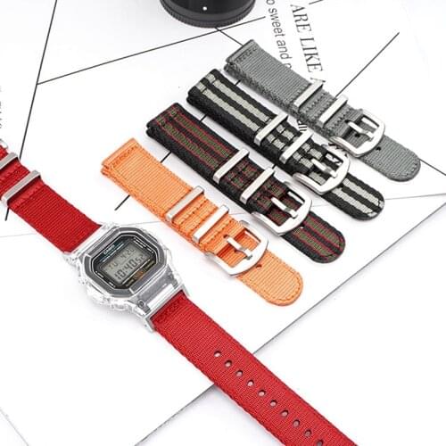 Nylon Watch Strap for Casio GA-110/100/120 GD-100/110 G-8900 DW-5600 GW-M5610 DW-6900 GW-6900 GLS-8900 with Connector Adapter