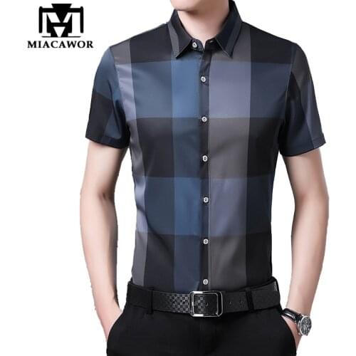 New Summer Short sleeve Shirts Men Casual Plaid Shirt Slim Fit Mens Dress Shirt Camiseta Masculina Plus Size C680
