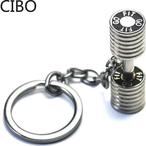 2019 New Mini Barbell dumbbell Key Chain fitness jewelery Keychain car Key Chain KeyRings Men Women Keychains sport jewelry