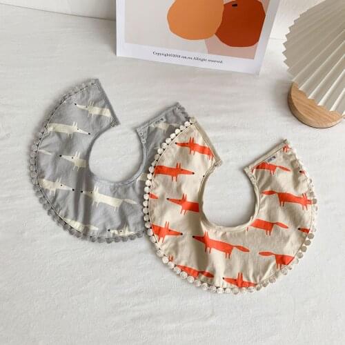 New Design Waterproof 100% Baby infant Round Rotatable Bandana Saliva Towel Bibs With Tassel