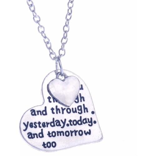 I Love You Through And Through Yesterday Today Tomorrow Pendant Necklace Vanlentines Day Gifts For Couple,Lovers,Husband,Wife