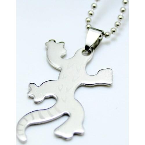 Unisexs necklace Gift silver gecko pendant Stainless steel tag ball chain Free Shipping