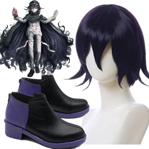 Danganronpa V3: Killing Harmony Kokichi Oma Short Wigs Cosplay shoes Dangan Ronpa Synthetic Hair Halloween Carnival gift suits