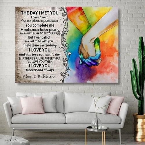 Personalized Name Customized Poster The Day I Met You Couple Art Wall Canvas Painting and Printmaking Living Room Home Decor