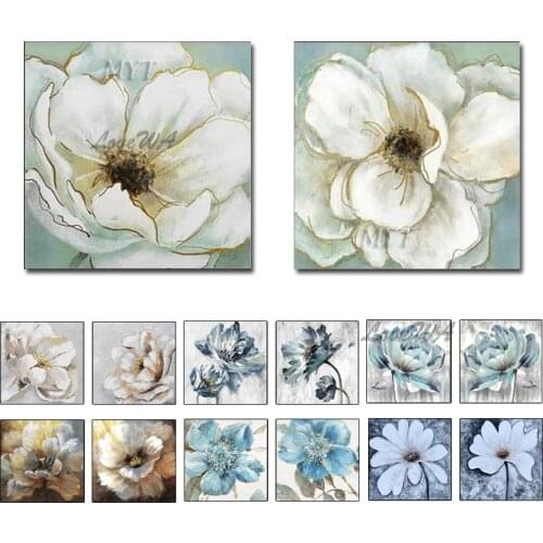 Hand-painted Flowers Abstract 2 Panel Oil Painting Wall Art Canvas Painting Calligraphy Decor Picture for Living Room Home Decor