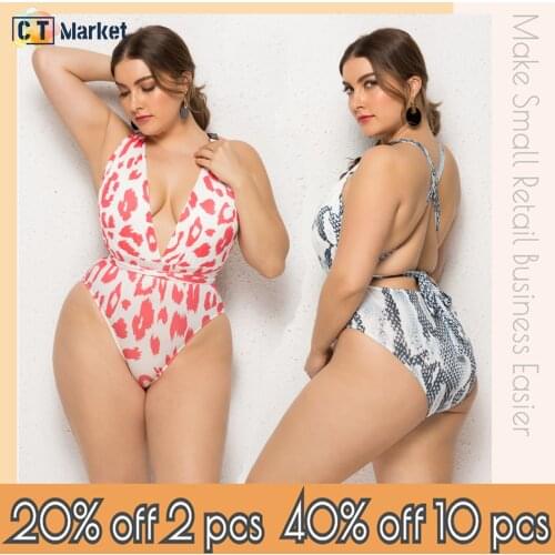 One Piece Swimsuit Women Leopard Python pattern Plus Size Swimwear Sexy Swimming Bodysuit with Pad 2021 Holiday CTYY16