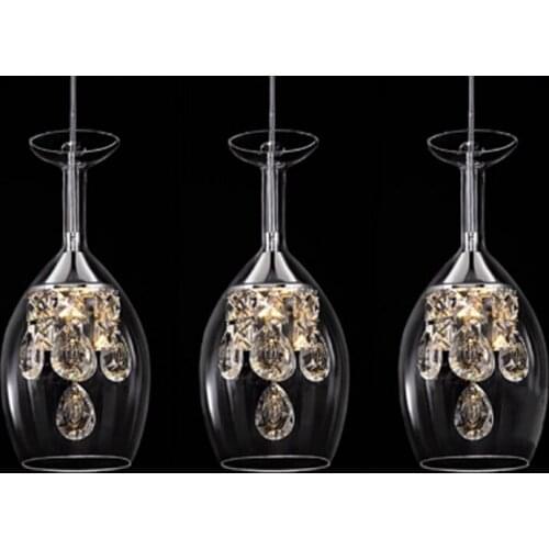 Modern fashion dining room K9 Crystal 5w LED Chandelier DIY home decoration living room clear glass wine cup design lighting