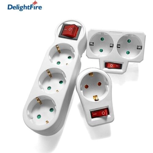 4.8mm European Standard EU Electric Socket Power Strip 16A 250V 1/2/3 Way Extension Socket German Power Extension Plug Converter