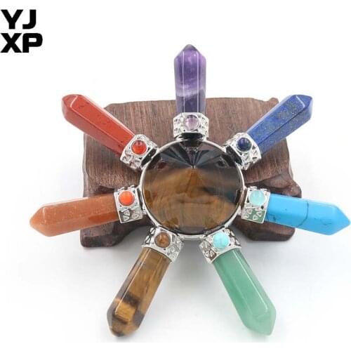 YJXP Natural Tiger Eye Stone Crystal Conical Pyramid 7 Chakra Reiki Healing Wands Energy Generator Balancing Deco Charms Jewelry