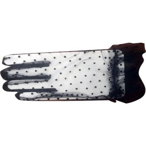 Lady Tulle Gloves Sexy Dot Transparent Party Gloves Women Summer Full Finger Glove Lace Mesh Gauze Ultra Thin Gloves