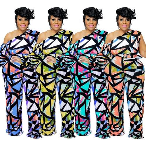 XL--4XL Casual Home Wear Women Tie-Dye Printed Jumpsuits 2020 Plus Size Ladys High Waist Bodycon Suspender Flared Rompers