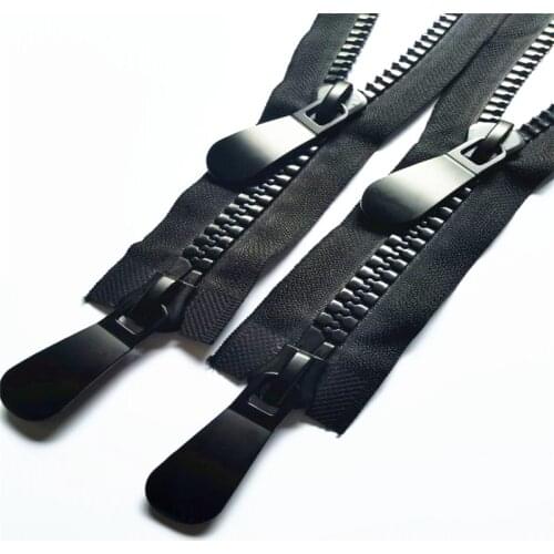 1pcs 60cm-120cm 15# Double head Resin Zippers Double Slider Single Puller Open-end Auto Lock Long Zip for Jacket