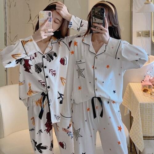 100% Cotton Print Long Sleeve Pajama Sets for Women 2020 Autumn Winter Sleepwear Suit Pyjamas Homewear Pijama Mujer Home Clothes