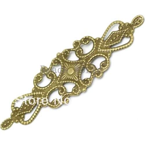 Best Quality 100 Pcs Bronze Tone Filigree Wraps Connector Embellishments Jewelry Findings 65x20mm(W03517 X 1)