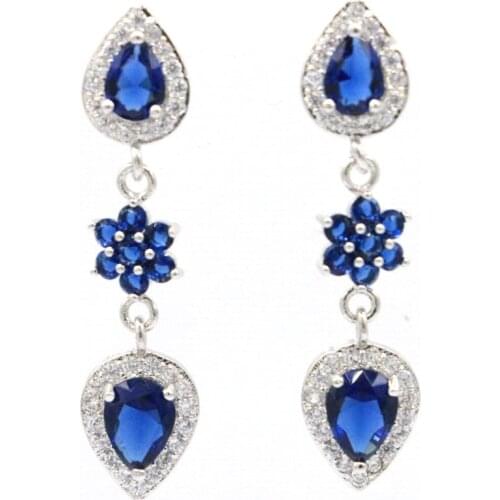 40x24mm Lovely Flowers Created Orange Spessartine Garnet Bright Zircon Delicate Fine Cut For Sister Silver Earrings