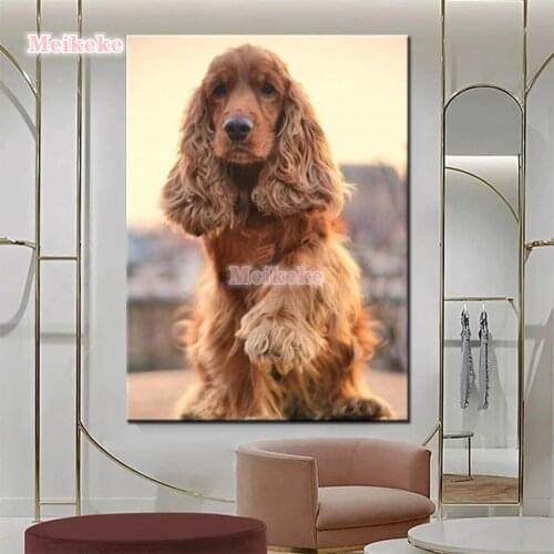 Diamond Painting British cocker spaniel Full Square round Diamond Mosaic pet dog 5D DIY Diamond Embroidery Rhinestone Decoration