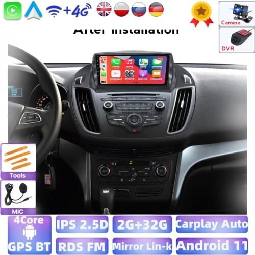 2G+32G Android IPS For Ford Kuga Escape 2013 2014 2016 Car Radio Multimedia Video Player Navigation GPS Split Screen 2 Din Dvd