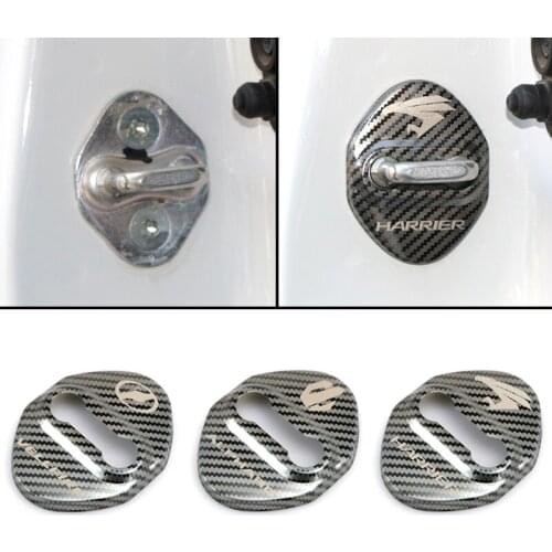 4pcs New Car Carbon fiber pattern Auto Door Lock Cover Case For Toyota harrier vellfire Alphard accessories Car-Styling