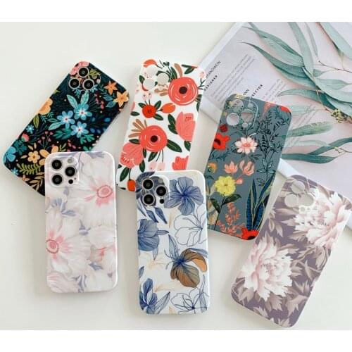 Colorful Phone Case For iPhone 12 11 Pro X XR XS Max 7 8 Plus SE 2 12 Mini Beautiful Flower Floral Soft IMD For iPhone 11 Case