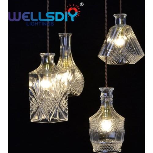 Zhongshan Wholesale Energy Saving Single Bottle Shape Antique Bedside Glass Pendant Light Hanging lamparas de techo colgante