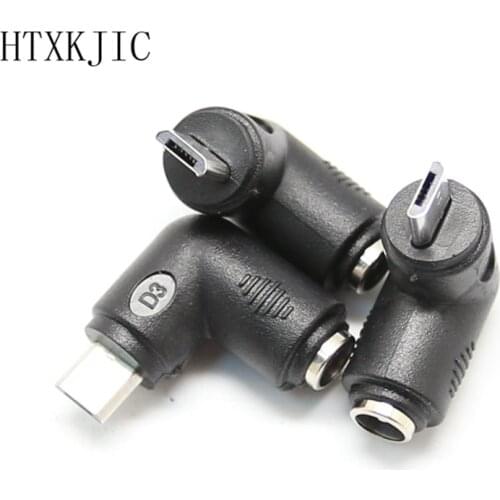 DC 5.5x2.1 mm Jack To Micro USB B 5P Right Angle Male Power Adapter Connector for Samsung Phones And Other
