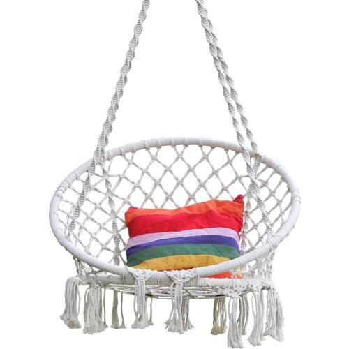 Cotton Rope Hammock Chair Swing For Kids Hand Knitting Macrame Swing Set Children Indoor Outdoor Chair Rocking Baby Sleep Bed