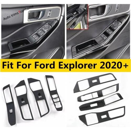 For Ford Explorer 2020 2021 Car Inner Door Armrest Window Lift Button Panel Cover Trim Stainless Steel ABS Interior Accessories