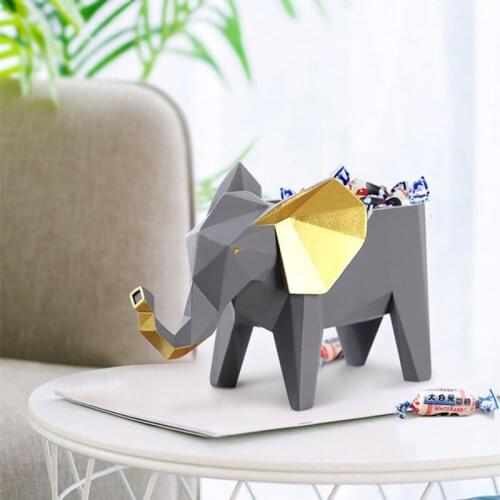 GEOMETRY ANIMAL STATUE REMOTE CONTROL MULTIFUNCTION STORAGE BOX RESIN LION ELEPHANT GIRAFFE SCULPTURE HOME DECORATION R2574