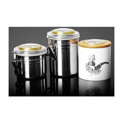 High capacity Sealed transparent Cigarette Case storage tank stainless steel ceramic Hygrometer moisturizing container