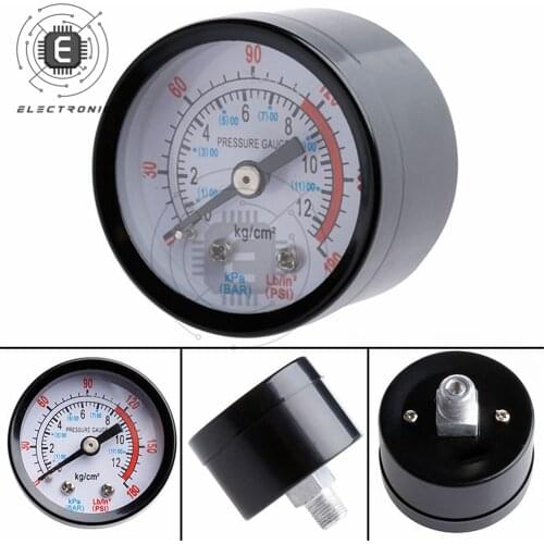 Air Compressor Pneumatic Hydraulic Fluid Pressure Gauge Meter 0-12Bar / 0-180PSI Thread Diameter 1/8 BSP