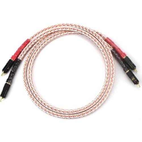 Audiocrast Pair HIFI Hi-End 8N Single Copper RCA Reference Interconnect Audio Cable with Gold plated RCA PLUG