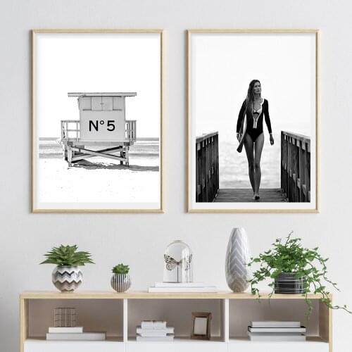 Hd Prints Pictures Wall Artwork Fashion Surf Woman Canvas Nordic Painting Home Decor Modular Poster For Living Room Framework