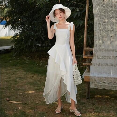 New arrival women temperament sexy asymmetrical dress and mesh skirt fashion wild trend cute summer beach travel women set