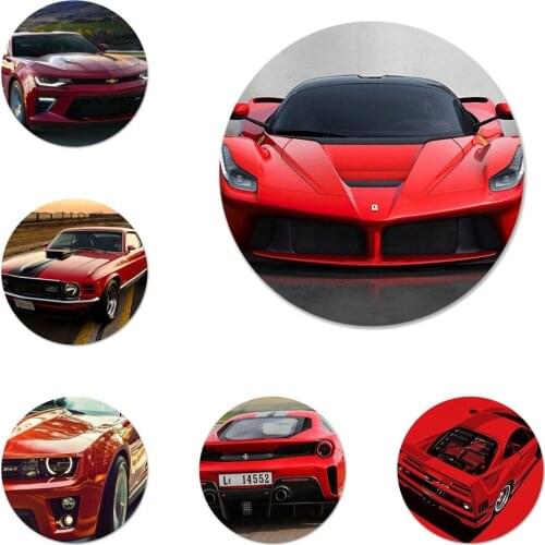 Red Sport Auto Car Classic Icons Pins Badge Decoration Brooches Metal Badges For Clothes Backpack Decoration