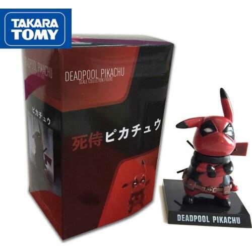 TAKARA TOMY Pokemon Anime Pikachu Doll COS Deadpool Doll PVC Doll Cartoon Movie Toy Collection Doll Gift Without Box