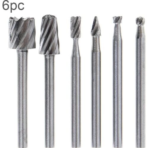 6pcs/set Carpentry Trumpet Rotary Burrs Metalworking Rotary Files Set with 3mm Shank for Electric Grinder Head Grinding Tool