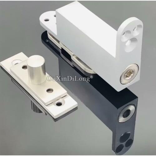 New 1Set Stainless Steel Door Pivot Hinges Invisible Hidden Freely Rotary Door Hinges Install Up and Down w Auto Soft Closing