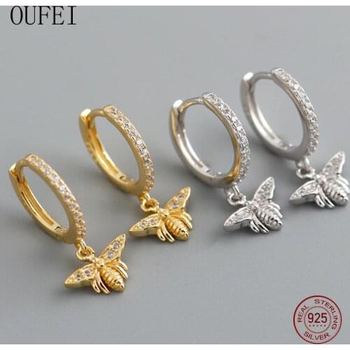 Punk 925 Sterling Silver Earring For Women Round Zircon Small Hoop Drop Earrings Animal Fashion Fine Jewelry Accessories