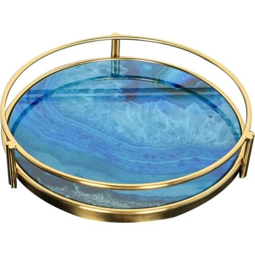 Nordic Light luxury metal manaite grain tray all-match practical tea table storage rack stylish simplicity bathroom organizer