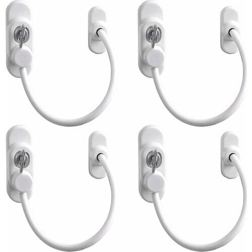 Kidmix Wired Pvc Window Steel Safety Lock 4 PCs White