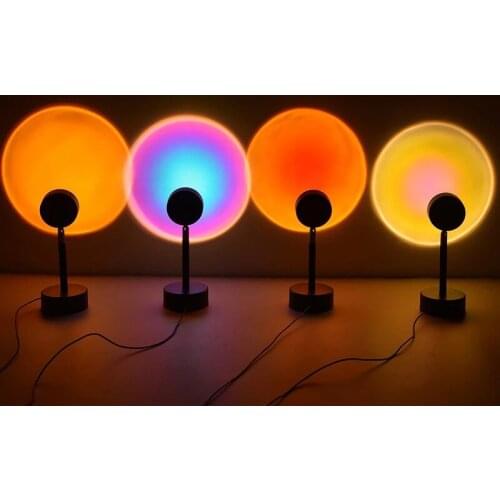 Rainbow Sunset Lights Selfie Live Background Projection Atmosphere Lamp Bedroom Coffee Store Wall Decoration Lighting