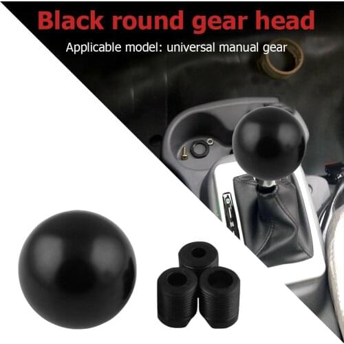 Manual Transmission Car Gear Knob Round Ball Gear Lever Knob Gear HeadManual Adapter Threads Aluminum Black Unviersal